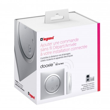 Commande Départ/Arrivée pour installation connectée dooxie with Netatmo avec plaque effet aluminium